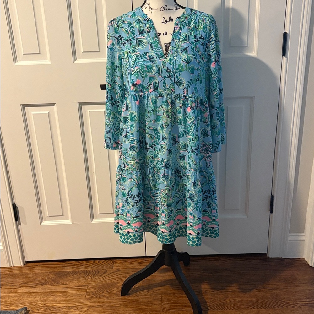 Lilly Pulitzer Vibrant Blue and Green Patterned Dress
